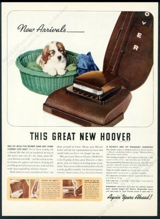 1940 St.  Saint Bernard Puppy Dog Photo Hoover Vacuum Cleaner Vintage Print Ad