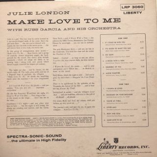 JULIE LONDON Make Love To Me LP LIBERTY LRP 3060 orig dg mono VG, 2