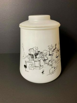 Johnny Hart B.  C.  Comic Strip Vintage White Glass Cookie Jar