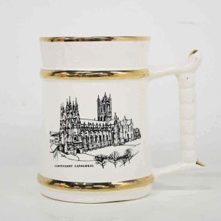 Prince William 22 Carat Gold Plated Ceramic Mug Stein Canterbury Cathedral 454