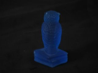 Blue Satin Glass Owl Figurine 3 1/2 in.  Tall 2