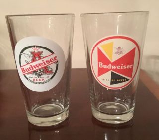 Vintage Budweiser Beer Pint Glass Clear With Vintage Logo 5.  75 " Tall