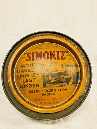 Simons Simoniz Wax Advertising Distressed Vintage Tin Can Automobile