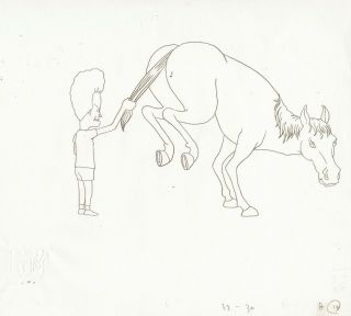 Beavis Butthead Production Cel Cell Drawing Mtv 1990s Judge Horse Tail