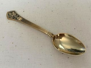 Tiffany & Co.  Vermeil Sterling Silver Demitasse Baby Spoon Holly Plant