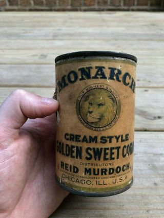 Old Monarch Golden Sweet Corn Food Tin Reid Murdoch Chicago Lion
