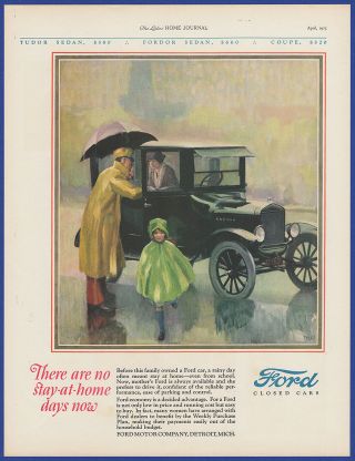 Vintage 1925 Ford Model T Sedan Closed Automobile Car Art Decor 20 