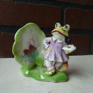 Vintage Porcelain Frog Artist Figurine With Pallette Japan