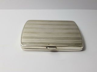 Antique Art Deco solid silver engraved cigarette case c1927 Walker & Hall 80g 2