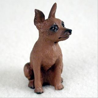 Miniature Pinscher Red Brown Dog Tiny One Miniature Small Hand Painted Figurine