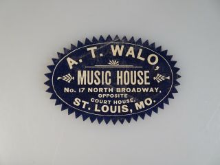 St Louis Music House Store Vintage Antique Advertising Label - 56098