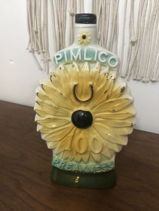 Vintage 1975 James Jim Beam Decanter Liquor Bottle Empty Sunflower 100 Pimlico