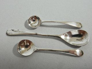 Antique Vintage Rare Australian 3pc Sterling Silver Cruet Spoon Set Mustard Salt