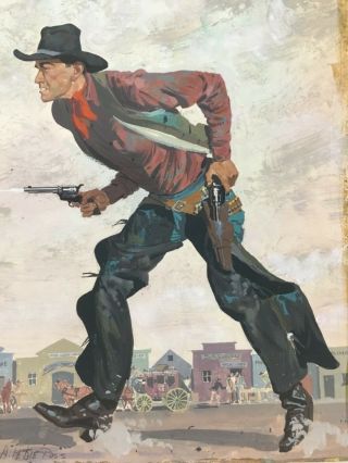 A.  Leslie Ross Pulp Paperback Gunslinger Signed Cover Illustration Art