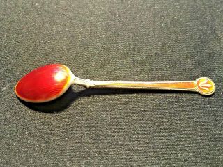 Spoon Set Vintage David Andersen Sterling Red Enamel Guilloche Demitasse Norway 8