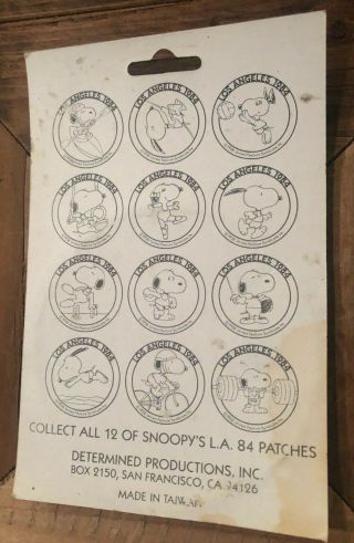 Vintage Snoopy Belle 1984 LA Olympics Patch in Package 2