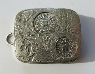 Antique British Sterling Silver Brooch & Vesta Case,  Vintage Coin Dispenser 5