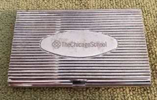 Vintage " The Chicago School ",  Sterling Silver Business Card Case Holder