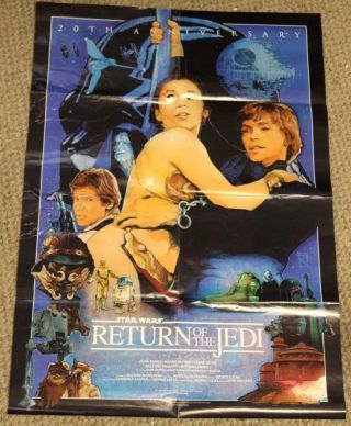 Vintage Poster 20th Ann Slave Leia Star Wars Return Of Jedi 30” X 20”