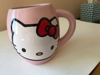Large Round Hello Kitty Pink Coffee Cup Mug 18oz By Sanrio Co.  2011