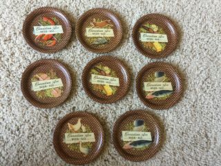 Vintage 1960s Set Of 8 Canandian Ale Metal Coasters - Near