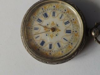 An Antique Silver - 935 Cased Enamelled Dial Pocket Watch