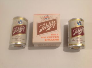 Vintage Schlitz Beer Salt And Pepper Shakers With Package.