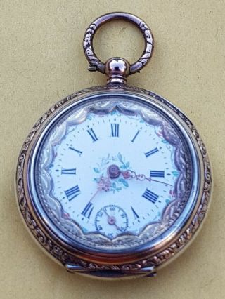 Antique Victorian French Silver Keywind Pocket Watch &
