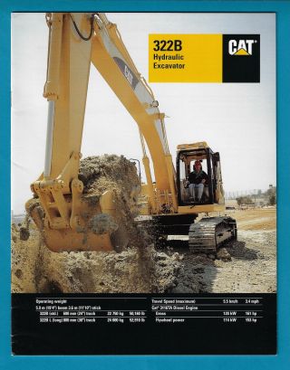 Caterpillar 322b Hydraulic Excavator 22 Page Brochure 7/96