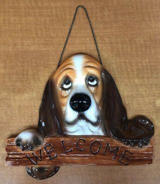 Big Sky Canine Porcelain Basset Hound Welcome Sign