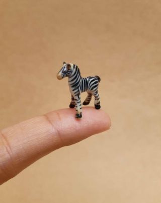 Ceramic Figurine Tiny Zebra Hand Painted Statue Wild Animal Collectible For Gift