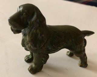 Vintage Bronze Cocker Spaniel Dog Figurine (4” X 2 3/4”)