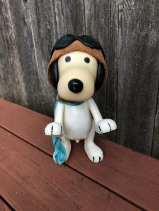 Vintage 1966 Snoopy Red Baron Flying Ace Pilot With Hat Goggles