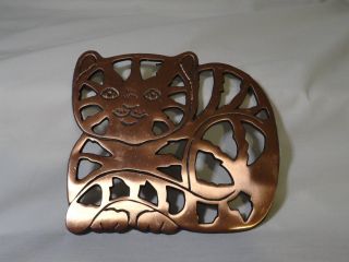 Bronze Color Cat Hotplate Kitty Trivet Wall Hanging Heavy Metal Hot Plate