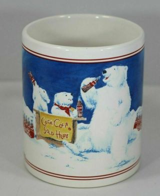 1996 Coca Cola Polar Bear " Coca Cola Here " Coffee Mug