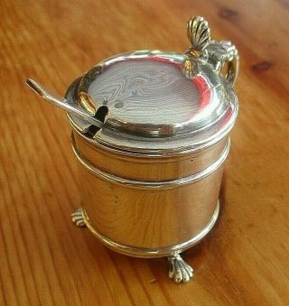 Antique Victorian Solid Silver Mustard Pot 1901,  Solid Silver Mustard Spoon1937