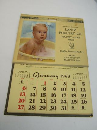 Vintage Advertising Calendar Lantz Poultry Co 1963 Recipes Helpful Hints Budget