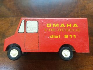 Ralstoy 22 Omaha Fire Rescue Toy Step Van Nebraska Usa 4 1/4” Long Metal B/axel