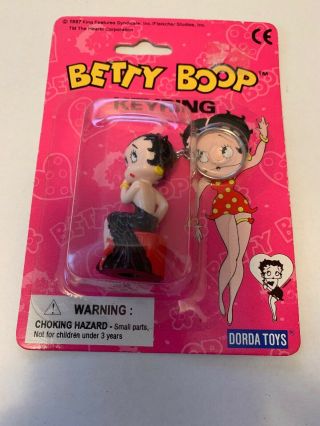 Betty Boop 1997 Key Ring,  (in Black Dress,  Old Stock