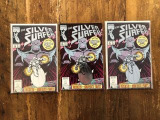 Silver Surfer 50 Marvel Comics Embossed Silver Foil Thanos 2nd Print 1991 3x C