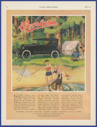 Vintage 1923 Overland Touring Automobile Car Fred Mizen Art Decor Print Ad 20 