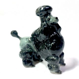 Miniature Stand Up Black Poodle Statue Ceramic Animal Figurine Dog Collectibles