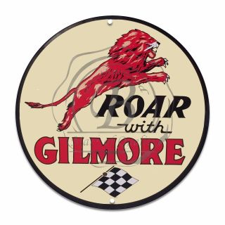 Vintage Design Sign Metal Decor Gas And Oil Sign - Roar With Gilmore Gasoline