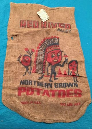 Vintage Red River Valley Northern Grown Potatoes Burlap Sack 100 Lbs