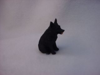 Schipperke Puppy Dog Figurine Hand Painted Miniature Resin Mini Small Statue