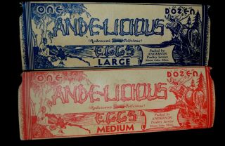Four Minn.  Egg Cartons 2 Moose Lake Ande - Licious - 2 Barnum Creamery Girl/cow