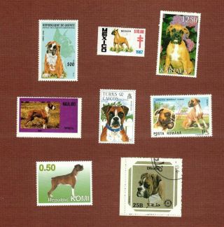 Boxer Dog Postage Stamps And Seal,  Set Of 8