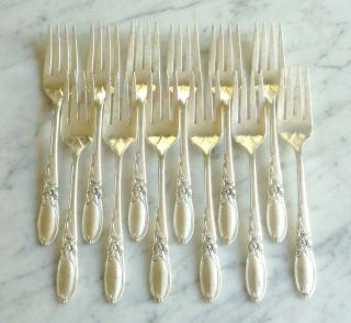 White Orchid Community Silver Plate Salad Dessert Forks 6 3/4 Inch Set Of 12