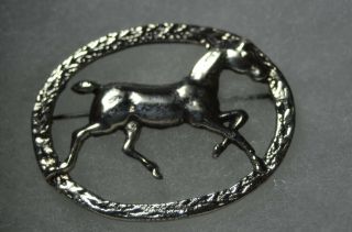 Vintage Sterling Silver English Cantering Horse Brooch Pin