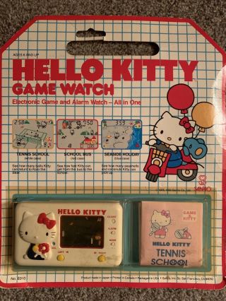 In Package Vintage Hello Kitty Game Watch Electronic Game & Alarm Watch 1983